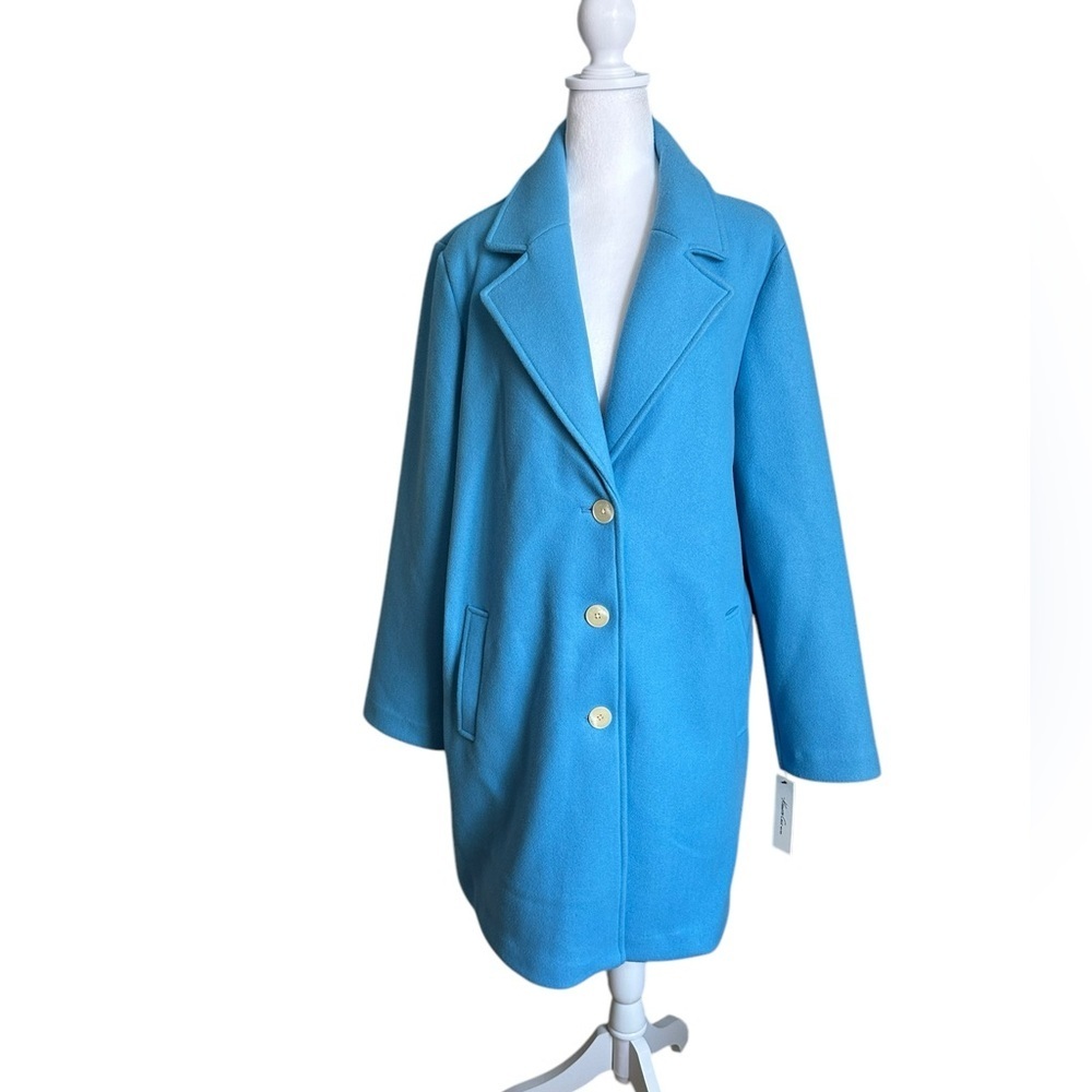 Kenneth Cole New York Women's Single Breasted Blue Coat Jacket Size XL NWT